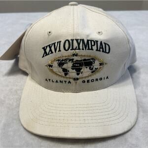 Vintage Olympics Hat 1996 SnapBack White Rare VTG Hanes Atlanta Olympic Games